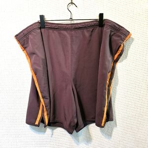 3xl Retro Brown Basketball Drawstring Shorts with Orange Trim